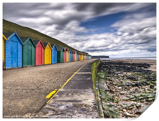 Whitby Beach Huts Print by Allan Briggs