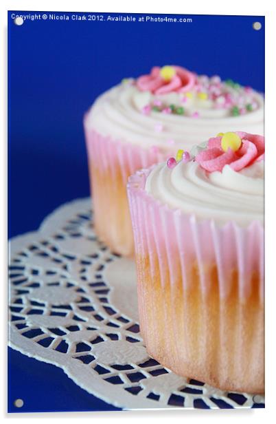 Pink Cupcakes Acrylic by Nicola Clark