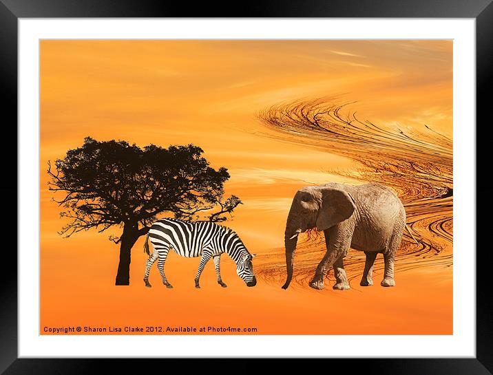 African Safari Framed Mounted Print by Sharon Lisa Clarke