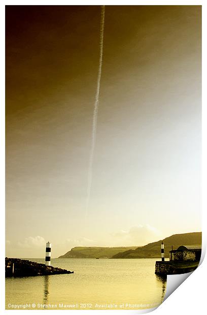 Plane Trails in the Sunset Print by Stephen Maxwell