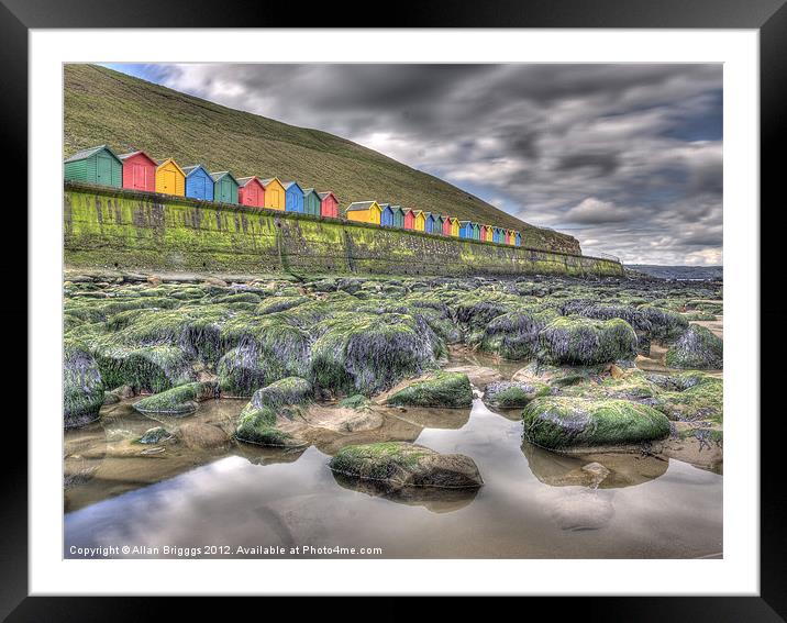 Whitby Beach Huts Framed Mounted Print by Allan Briggs