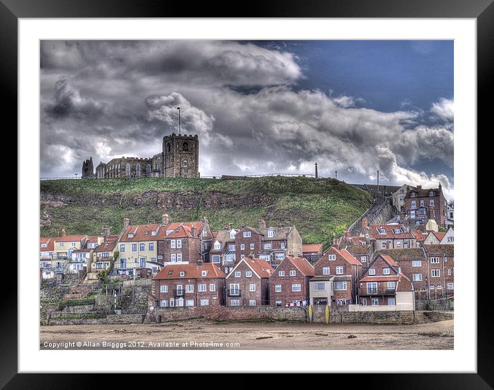 Whitby Church and Houses Framed Mounted Print by Allan Briggs