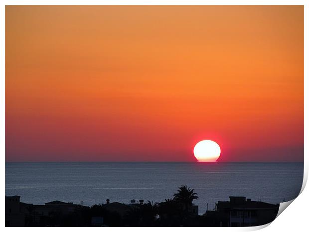 Cyprus sunset Print by Marilyn PARKER