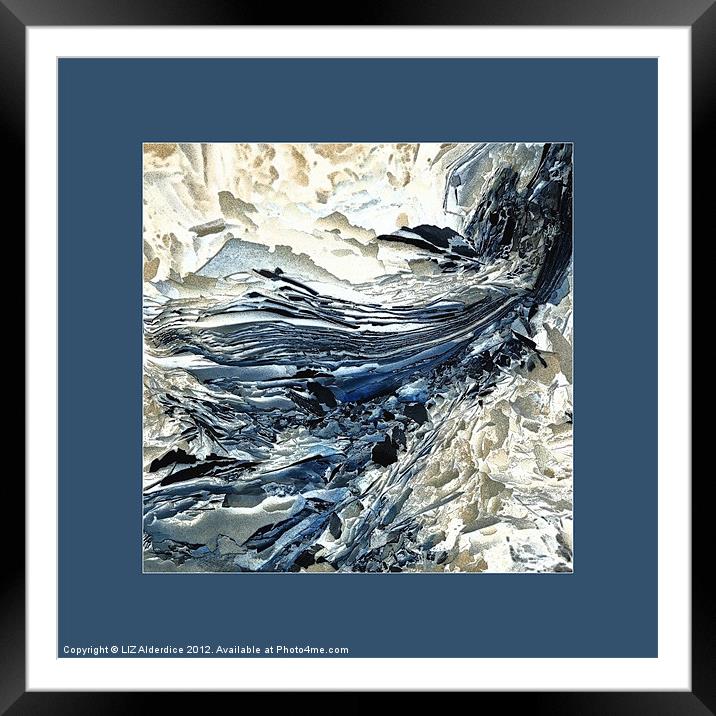 Flakes in Blue Framed Mounted Print by LIZ Alderdice