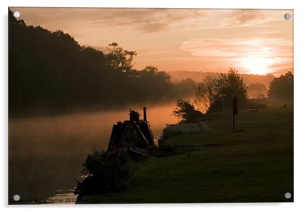 Sun Rise Pangbourne meadows Acrylic by Jim Hellier