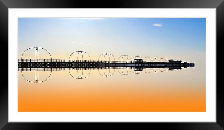 Southport Pier reflections Framed Mounted Print by David French