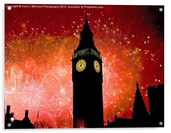 Big Ben - New Years Eve Acrylic by Colin Williams Photography