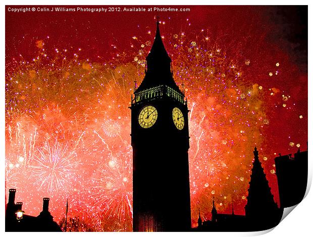 Big Ben - New Years Eve Print by Colin Williams Photography