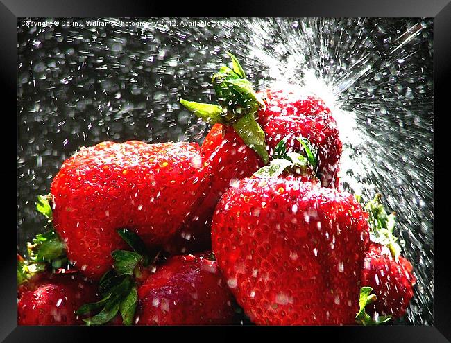 Strawberry Splatter Framed Print by Colin Williams Photography