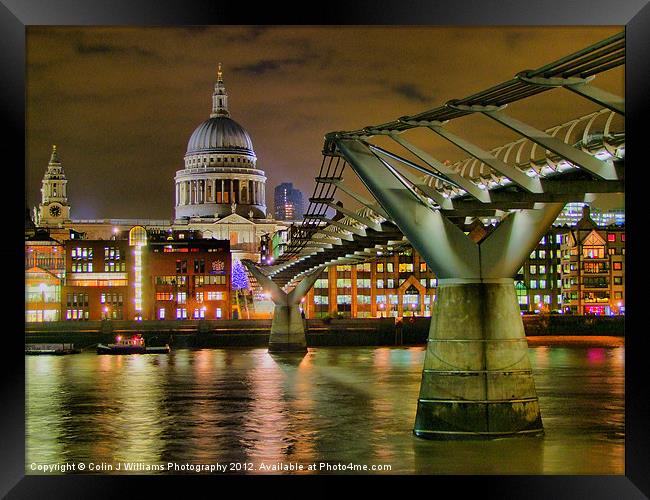 St Pauls Catherderal and  Millennium Footbridge Framed Print by Colin Williams Photography