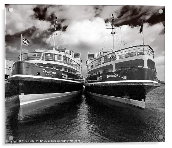 Mersey Ferries.Snowdrop and Royal Iris. Acrylic by Rob Lester
