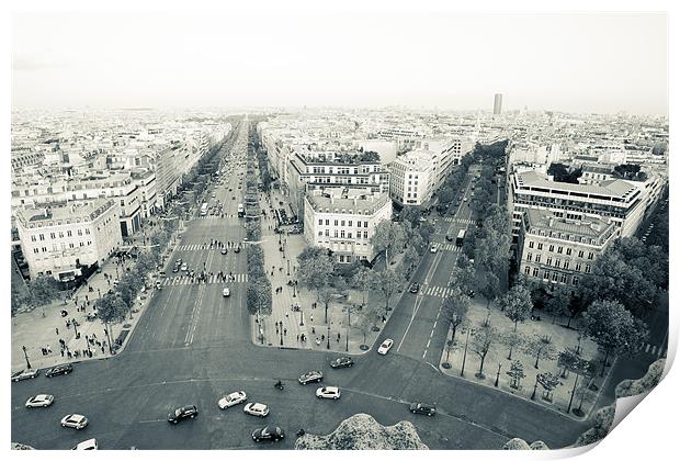 Champs Elysees from Arc de Triomphe Print by Daniel Zrno