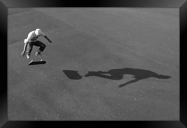 Kickflip Shadow Skateboarding Framed Print by Nathan Gathercole