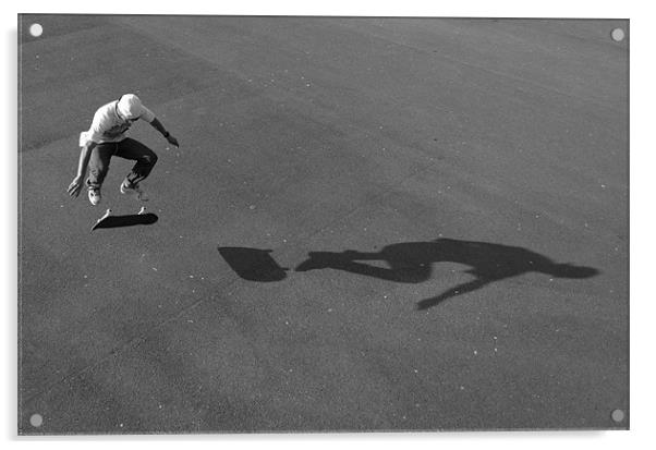Kickflip Shadow Skateboarding Acrylic by Nathan Gathercole