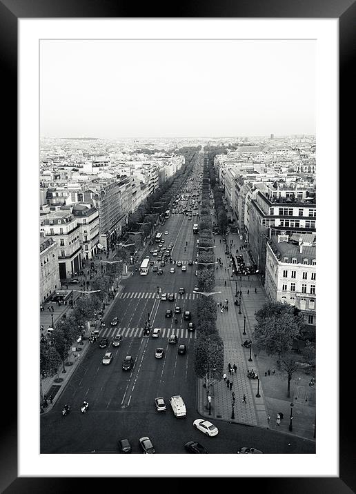 Champs Elysees from Arc de Triomphe Framed Mounted Print by Daniel Zrno