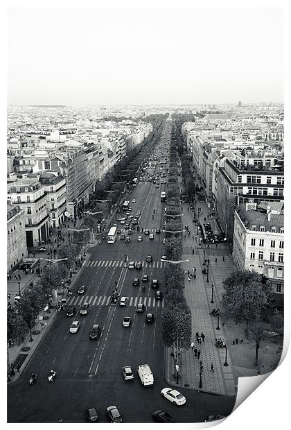Champs Elysees from Arc de Triomphe Print by Daniel Zrno