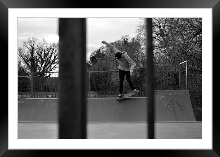 Nose Grind Mini Ramp Skateboarding Framed Mounted Print by Nathan Gathercole