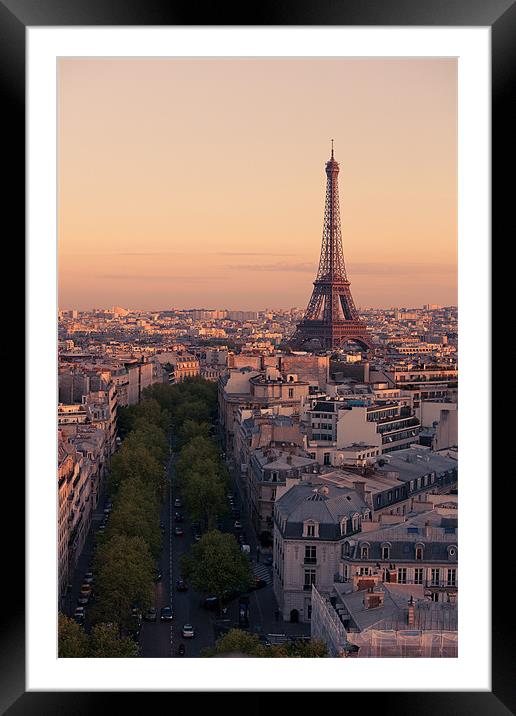 Eiffel Tower sunset Framed Mounted Print by Daniel Zrno