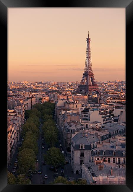 Eiffel Tower sunset Framed Print by Daniel Zrno