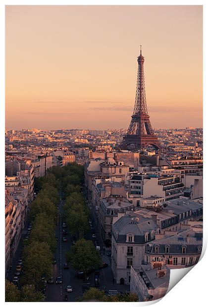 Eiffel Tower sunset Print by Daniel Zrno