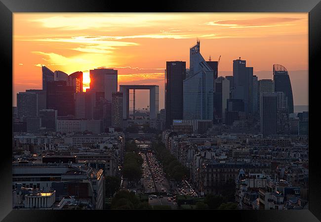 Paris business centre at sunset Framed Print by Daniel Zrno