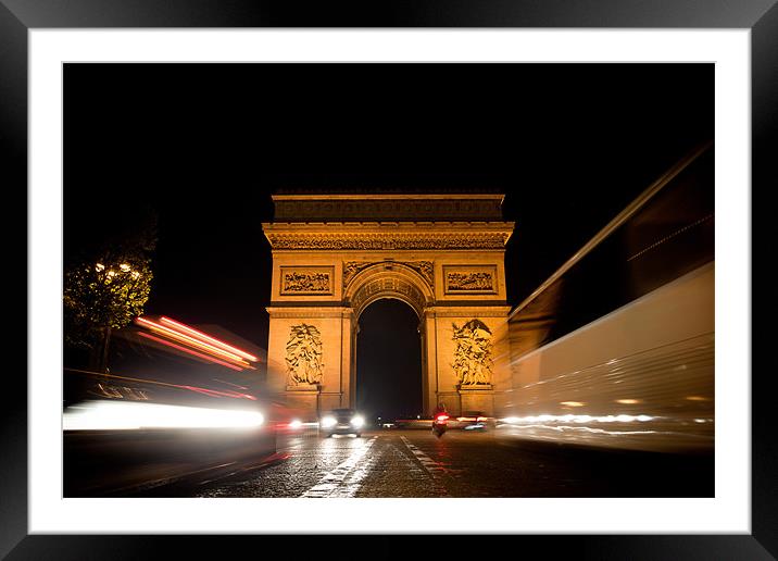 Arc de Triomphe at night Framed Mounted Print by Daniel Zrno
