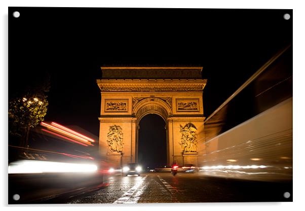 Arc de Triomphe at night Acrylic by Daniel Zrno