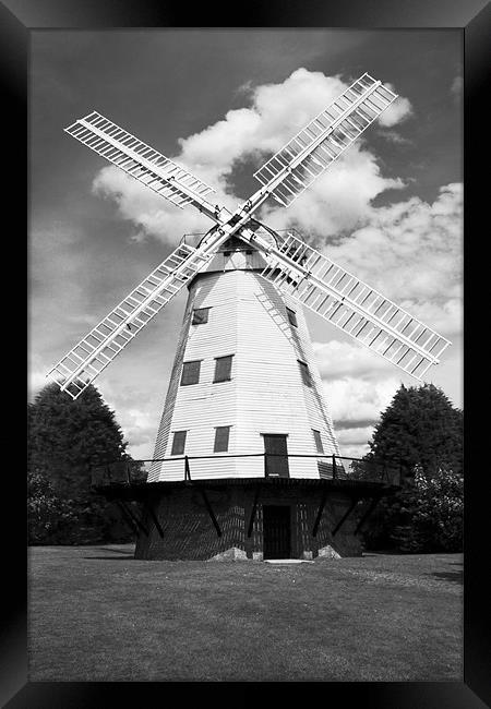 Upminster Windmill Mono Framed Print by Philip Dunk