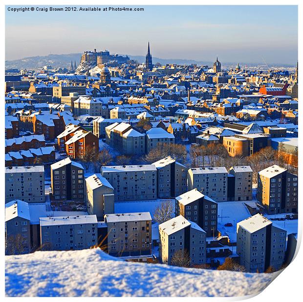 Edinburgh Cityscape in Winter Print by Craig Brown