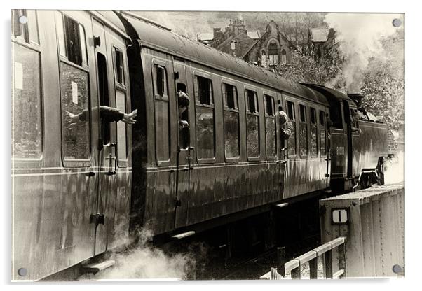 Departing Steam Train Acrylic by Andrew Holland