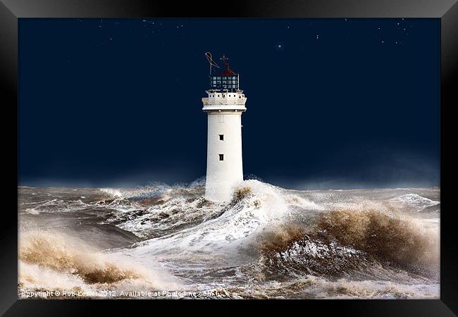 T`was on a night like this. (stormy sea) Framed Print by Rob Lester