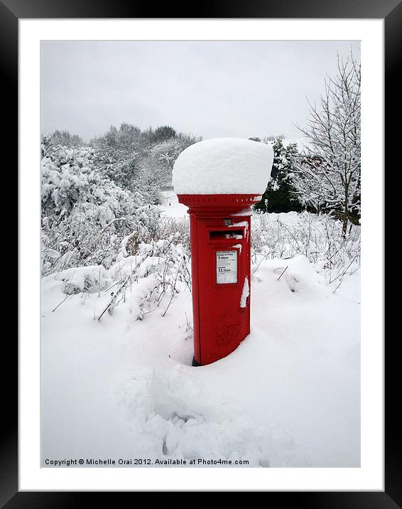 Snow Topped Post Box Framed Mounted Print by Michelle Orai