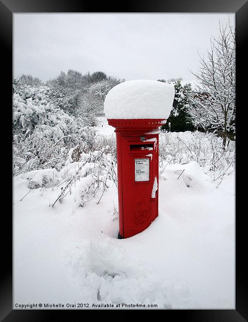 Snow Topped Post Box Framed Print by Michelle Orai