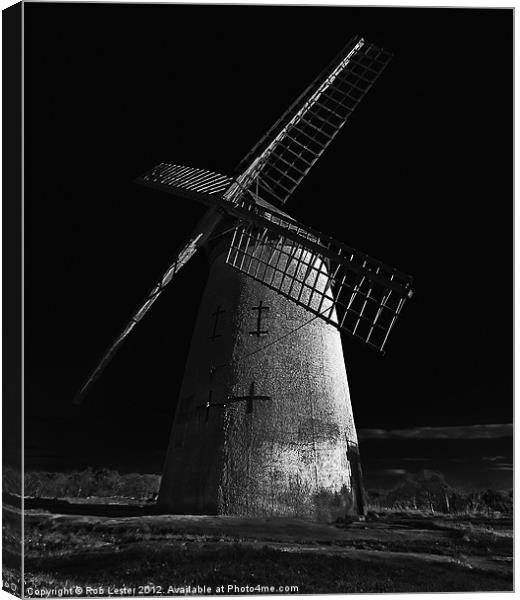 Mill Met by Moonlight Canvas Print by Rob Lester