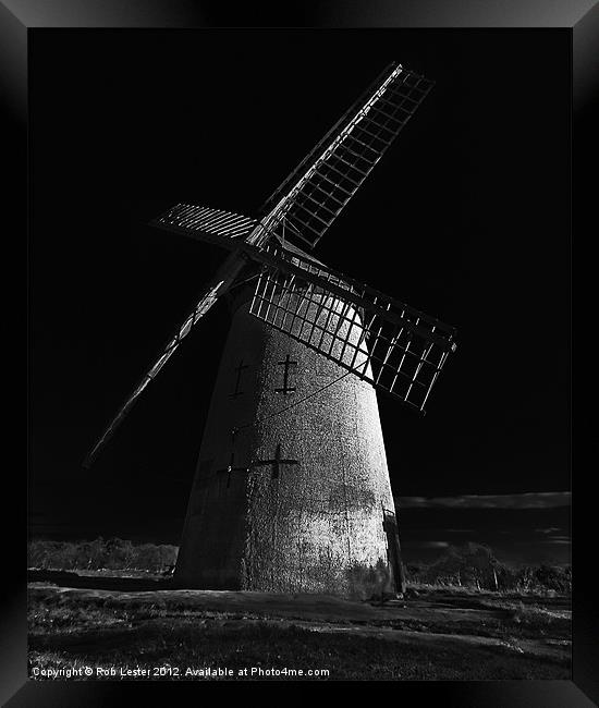 Mill Met by Moonlight Framed Print by Rob Lester