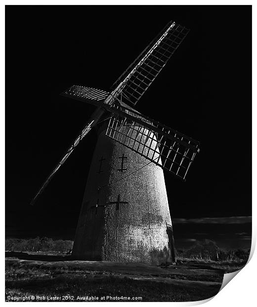 Mill Met by Moonlight Print by Rob Lester