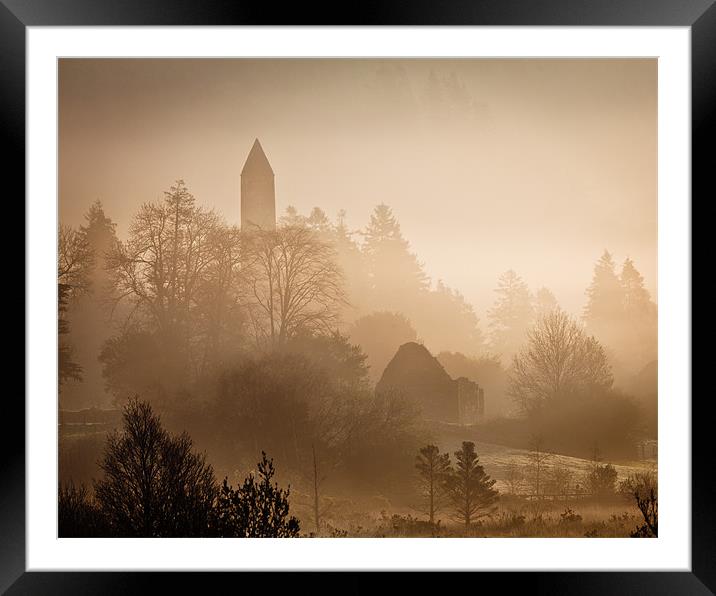 Misty Morning Glendalough Framed Mounted Print by Hauke Steinberg