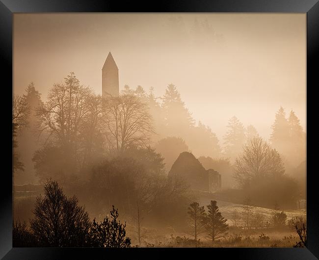 Misty Morning Glendalough Framed Print by Hauke Steinberg