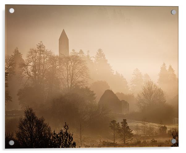 Misty Morning Glendalough Acrylic by Hauke Steinberg
