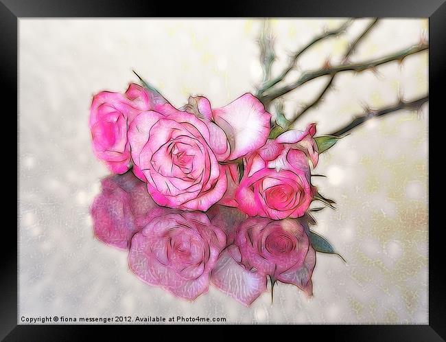 Three Roses Reflected Framed Print by Fiona Messenger