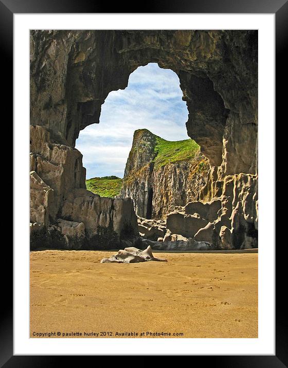 Lydstep Cavern's.Pembrokeshire. Framed Mounted Print by paulette hurley