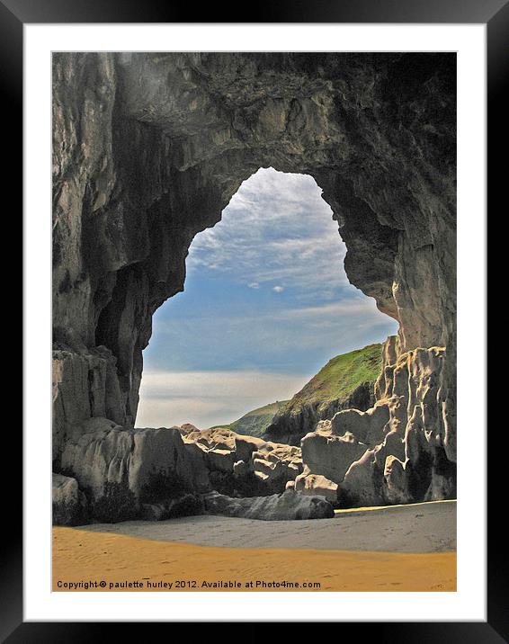 Lydstep Cavern's. Tenby. Framed Mounted Print by paulette hurley