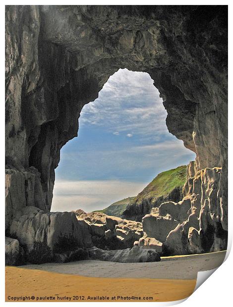 Lydstep Cavern's. Tenby. Print by paulette hurley