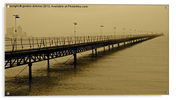 An Historic Pier at Hythe Acrylic by Gordon Dimmer