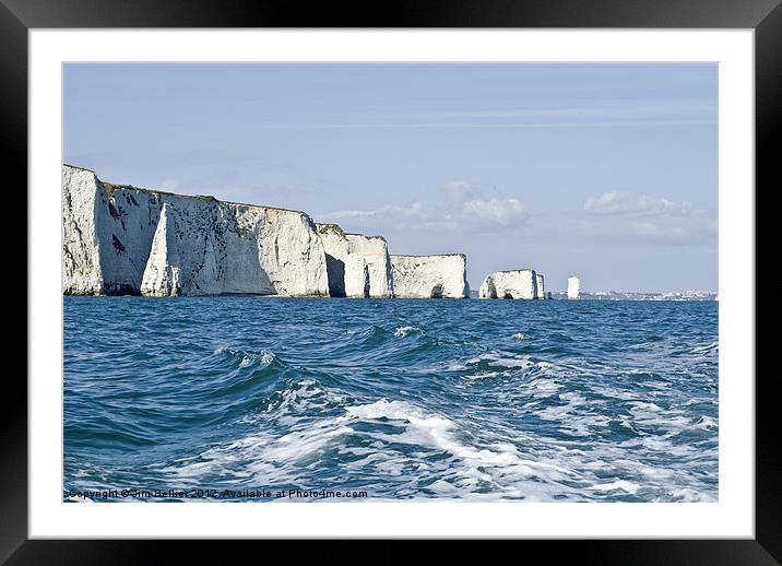 Old Harry chalk Pinnacles Framed Mounted Print by Jim Hellier