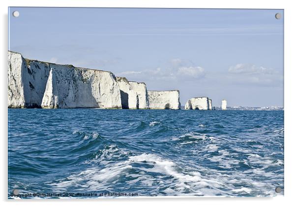 Old Harry chalk Pinnacles Acrylic by Jim Hellier