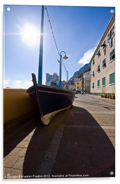 Catalan Bay boat Acrylic by Alasdair Preston