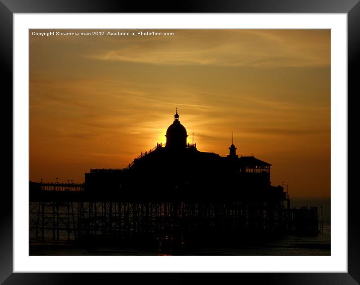 Gold sky pier Framed Mounted Print by camera man
