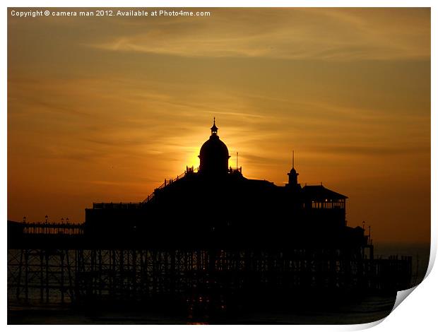 Gold sky pier Print by camera man