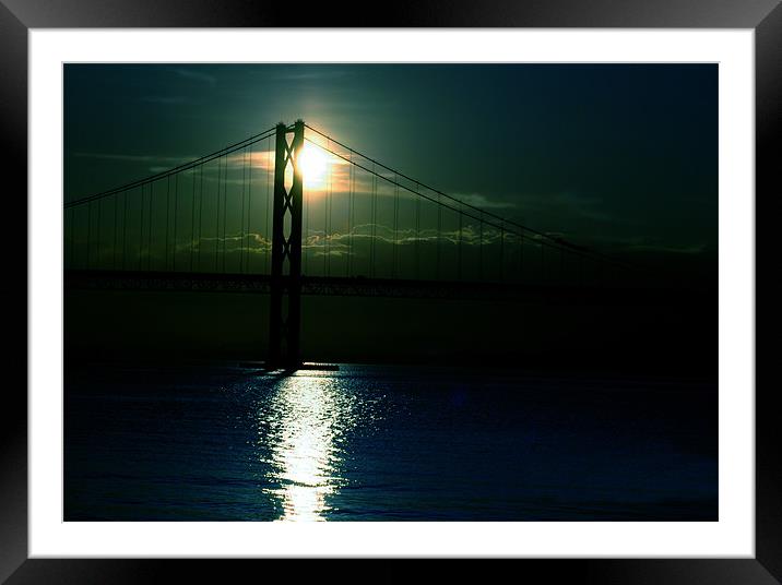 Forth Road Bridge Blue Framed Mounted Print by kevin meldrum